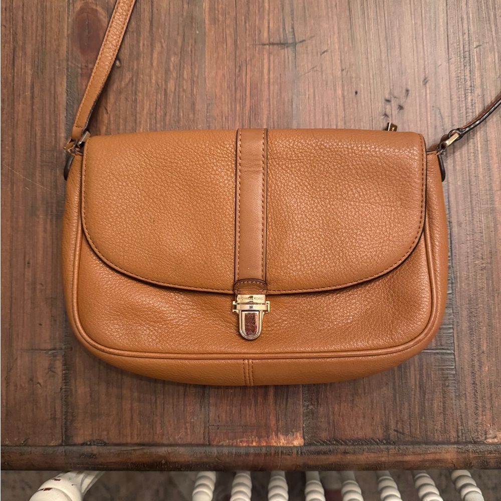 Michael Kors Tan Charlton Crossbody Bag with Pebbled Leather